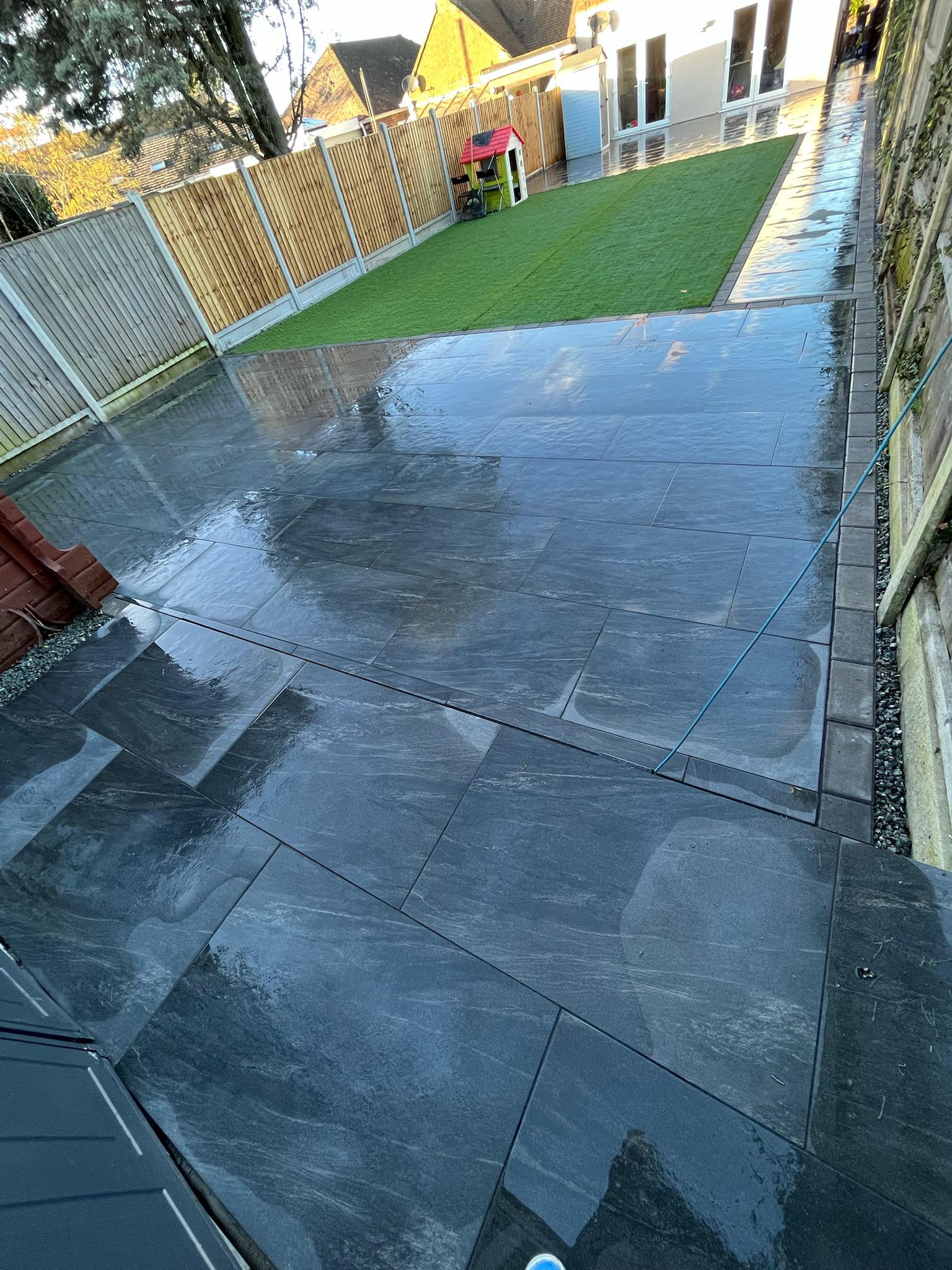 Anthracite Porcelain Patios with Connecting Path finished photo 5