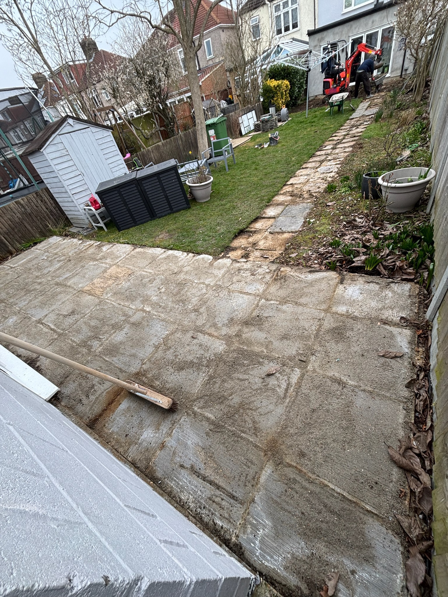 Kandla Grey Sandstone Patio — Before and After finished photo 2