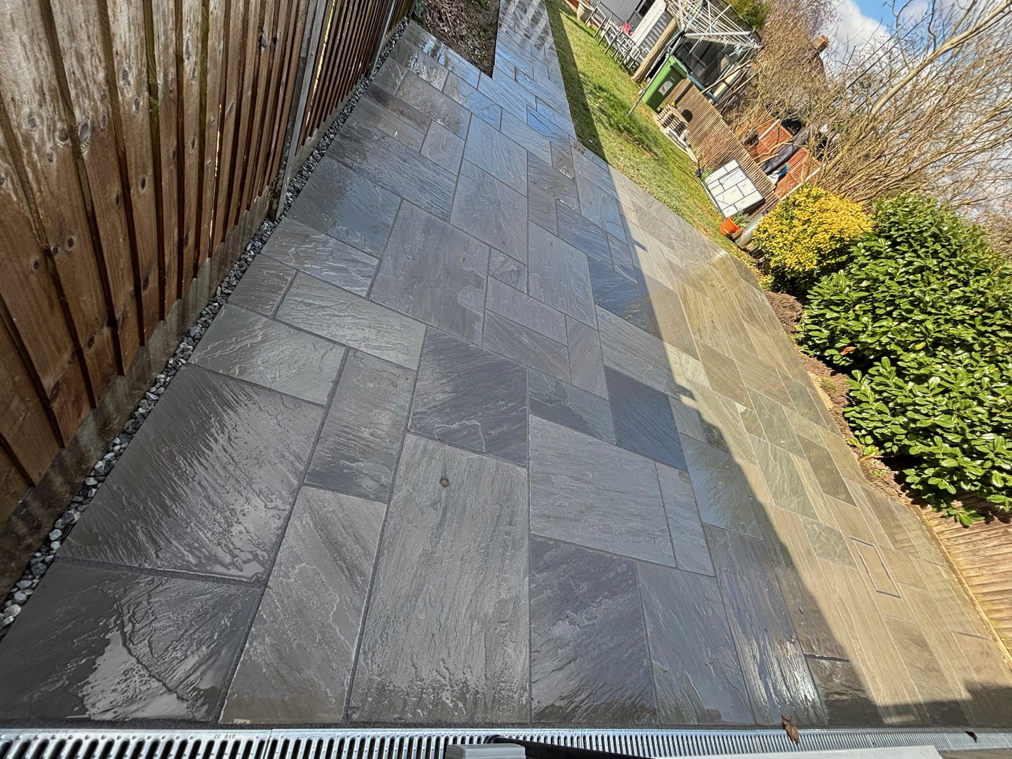 Kandla Grey Sandstone Patio — Before and After finished photo 8