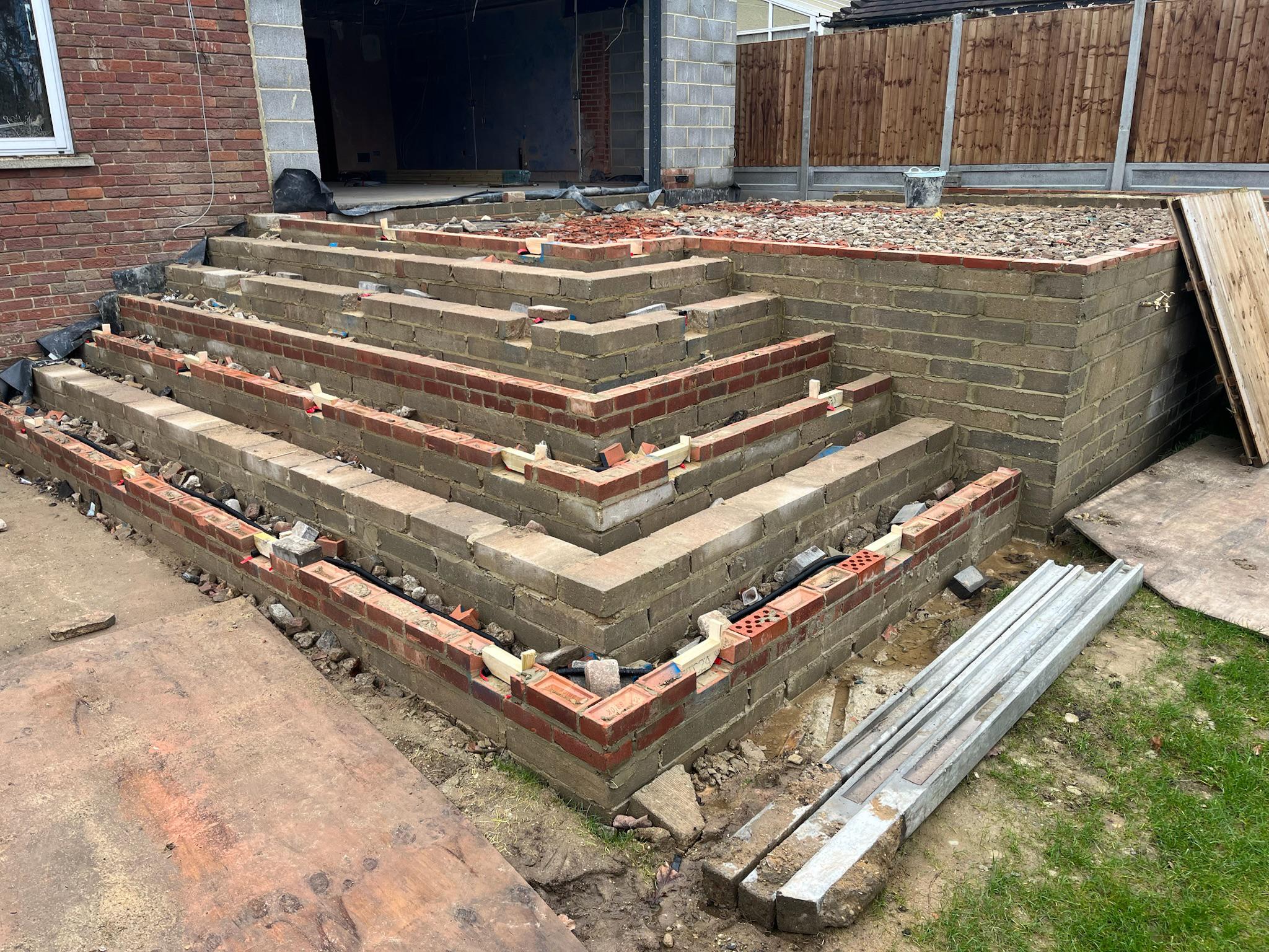 Beige Porcelain Patio with Feature Bullnose Steps finished photo 2