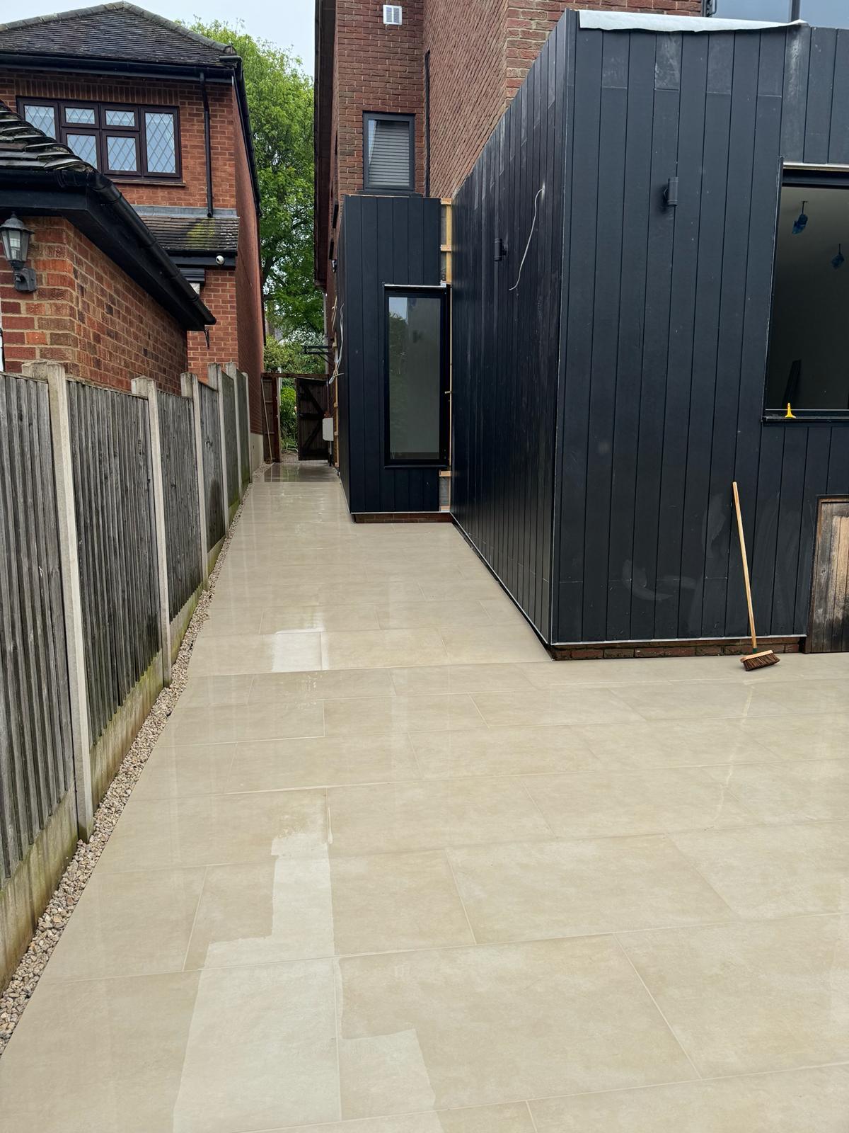 Beige Porcelain Patio with Feature Bullnose Steps finished photo 3