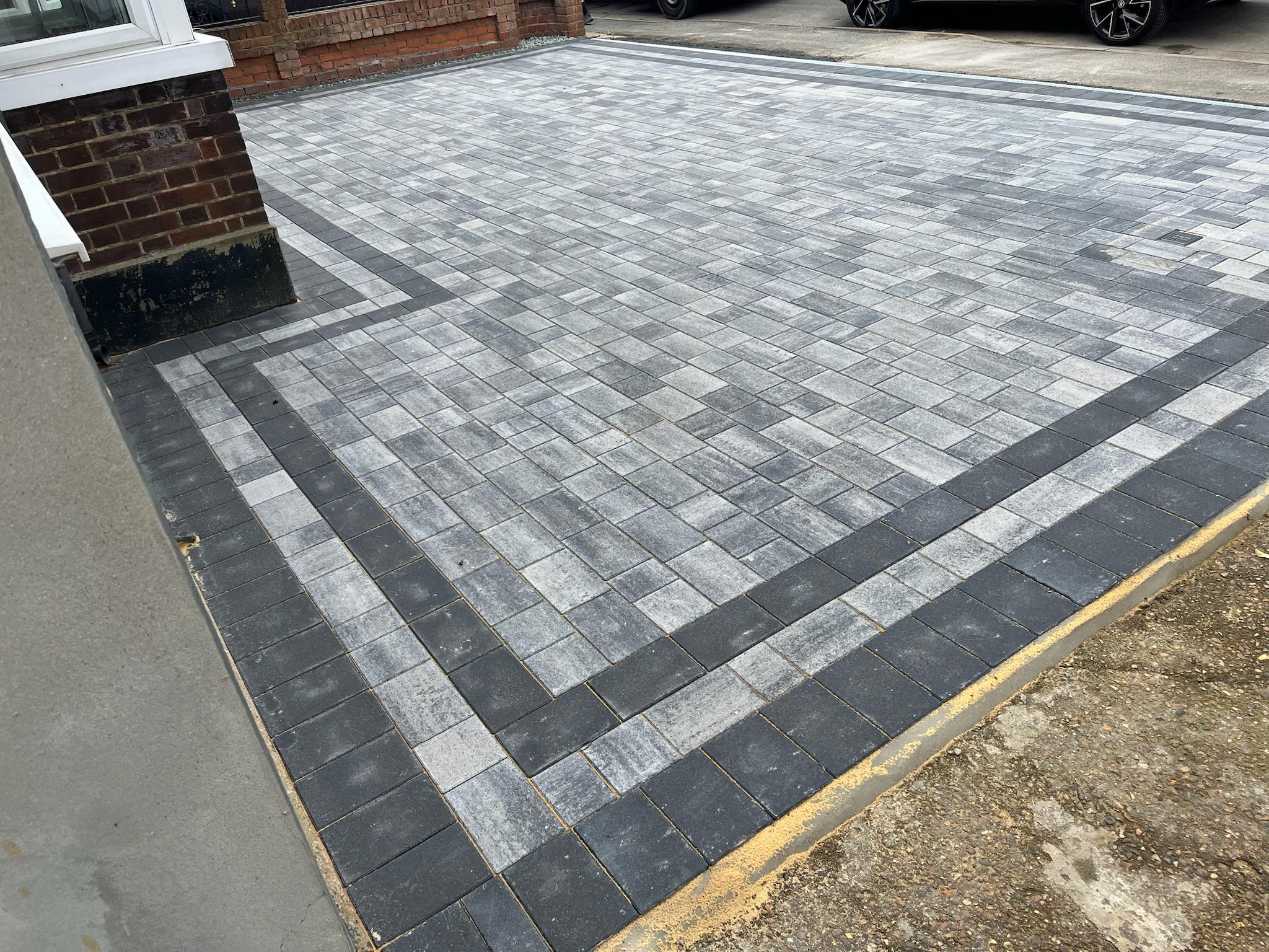 Silver Grey BarleyStone Block Paved Driveway finished photo 5
